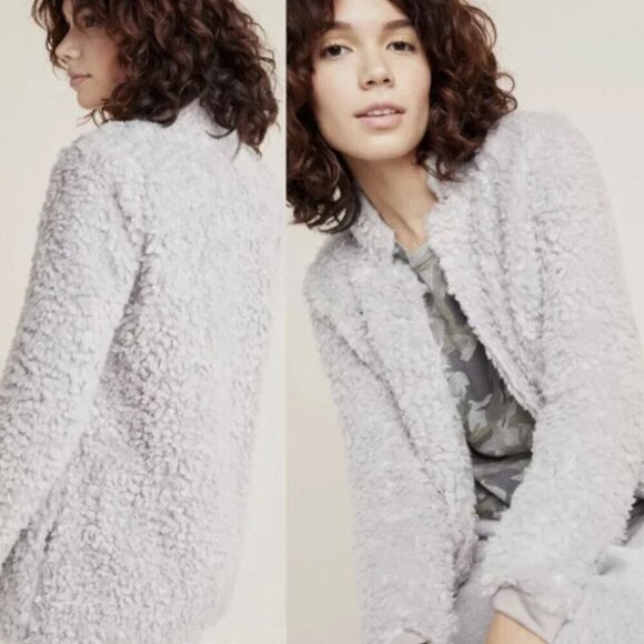 bishop + young Jackets & Blazers - Anthropologie Bishop + Young Rosella Grey Teddy Coat size XS